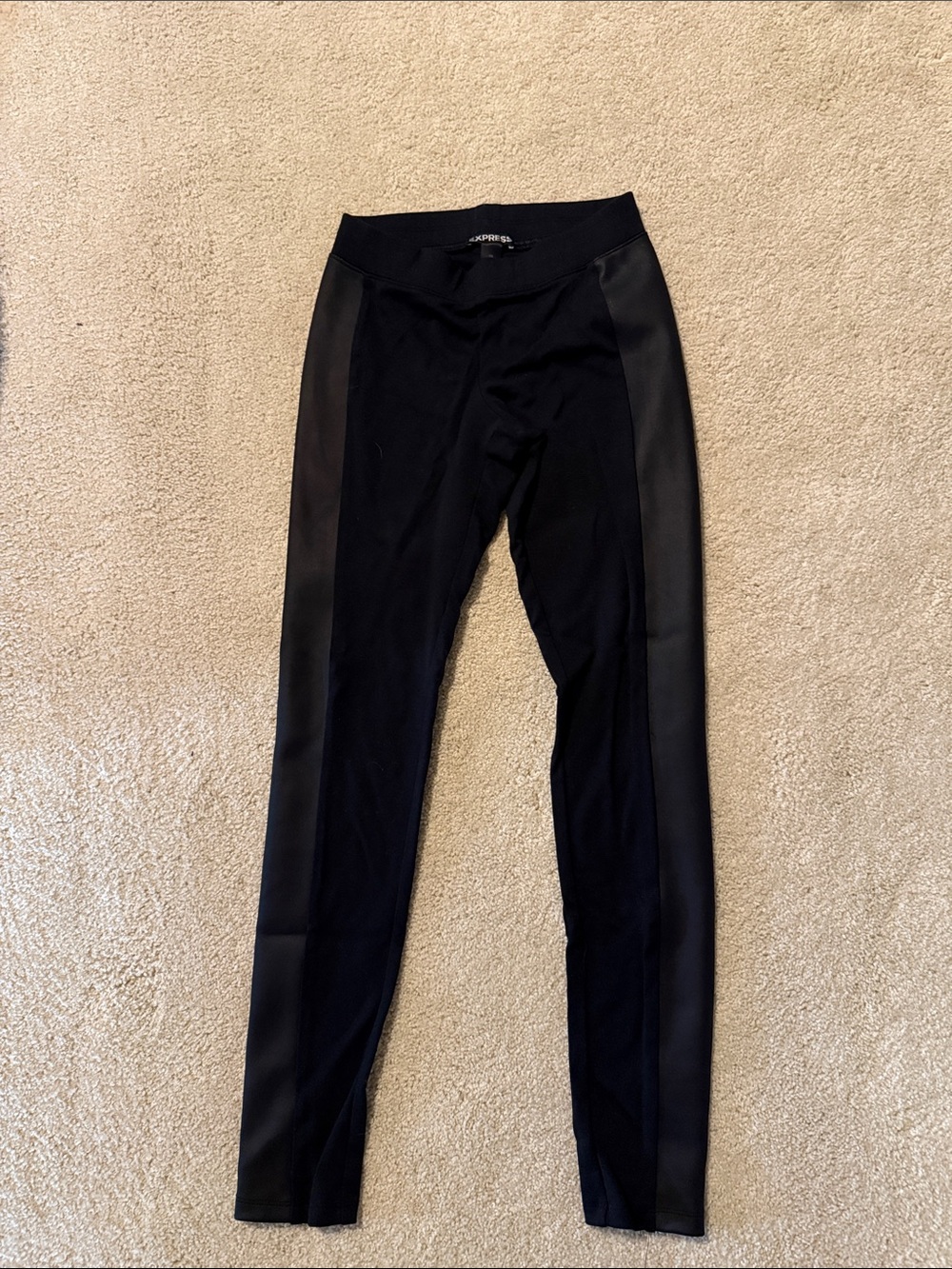 Express Black Faux-Leather Paneled Leggings